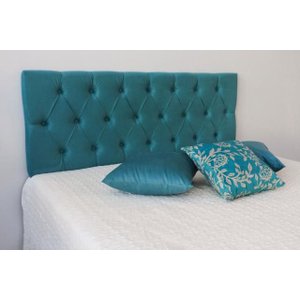 Cabeceira de King com Botões 200x1.17cm Azul Turquesa
