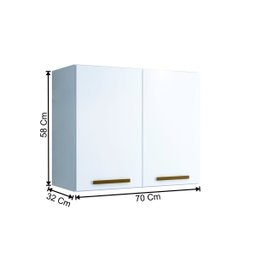 Armário Aéreo Cristal 2 Portas Arte Móveis Branco - 2