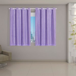 Cortina Blackout Prata com Voil Xadrez 2,80 M X 1,60 M Lilás