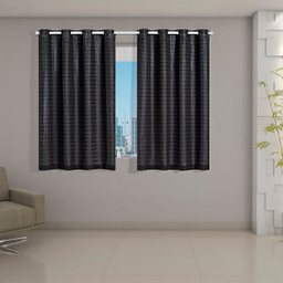 Cortina Blackout Prata com Voil xadrez 2,80 M x 1,60 M Preto - 1