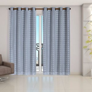 Cortina Blackout Prata com Voil xadrez 2,80 M x 2,30 M Cinza