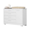 Ver imagem 2 de Cômoda Sapateira Zaki para Quarto de Bebê | 100% MDF 1 Porta e 4 Gavetas Branco Fosco/ Savana