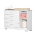 Ver imagem 4 de Cômoda para Quato de Bebê 1 Porta e 4 Gavetas Zaki Branco/Fosco