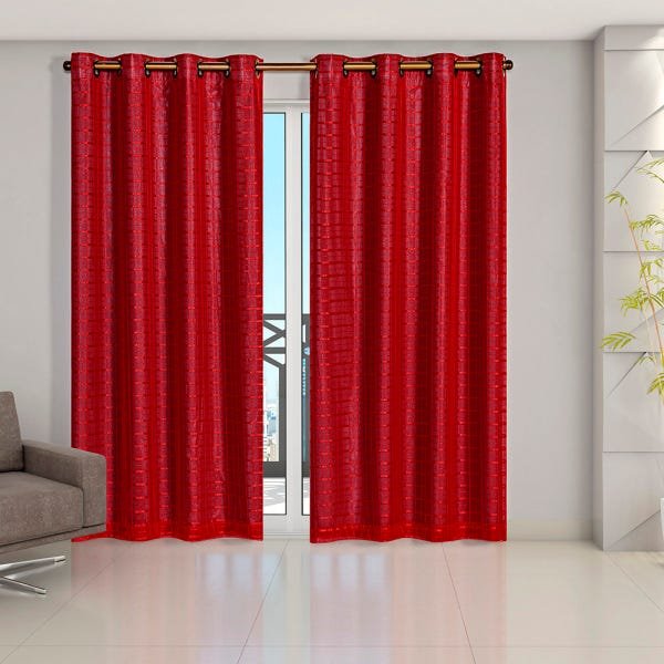 Cortina Blackout Prata com Voil xadrez 2,8 M x 2,3 M Vermelho