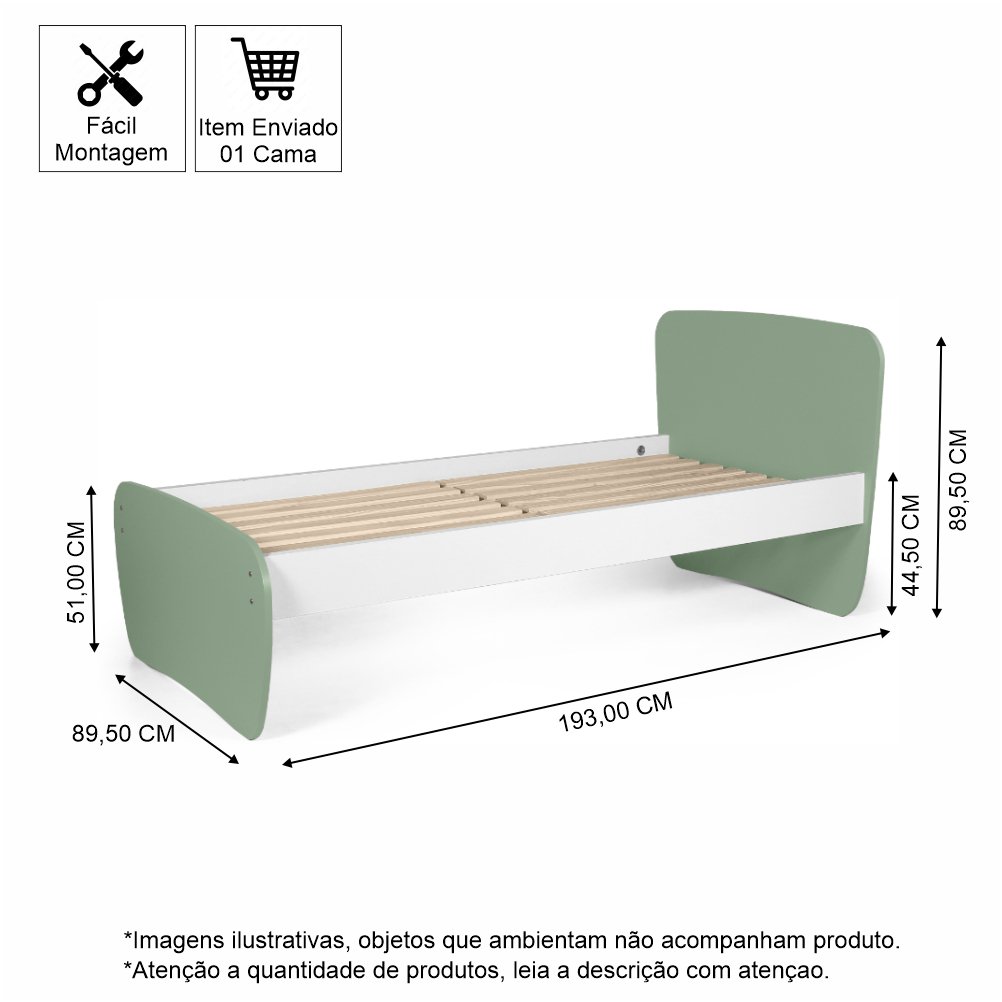 Cama Infantil Solteiro em Mdf e Madeira Arco-íris Verde - Straub Web - 4