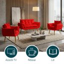 Ver imagem 5 de Kit Namoradeira Decorativa e 2 Poltronas Confortável para Sala Recepção Manicure Alice Suede