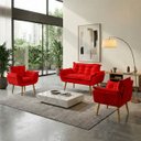 Ver imagem 1 de Kit Namoradeira Decorativa e 2 Poltronas Confortável para Sala Recepção Manicure Alice Suede