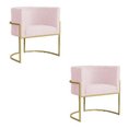 Ver imagem 1 de Kit 2 Poltrona Luana Suede Rosa Bebê Base Dourada Luxo - Fm