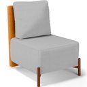 Ver imagem 1 de Poltrona Decorativa Sala Estar Living Pés Madeira Hungria L02 Couríssimo Whisky Linho Cinza - Lyam