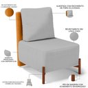 Ver mais imagens de Poltrona Decorativa Sala Estar Living Pés Madeira Hungria L02 Couríssimo Whisky Linho Cinza - Lyam