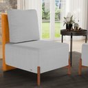 Ver imagem 7 de Poltrona Decorativa Sala Estar Living Pés Madeira Hungria L02 Couríssimo Whisky Linho Cinza - Lyam