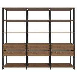 Estante Armário Multiuso para Livros 6 Gavetas 12 Prateleiras 210cm Rustic/preto Madesa - 7