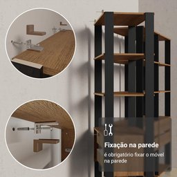 Estante Armário Multiuso para Livros 6 Gavetas 12 Prateleiras 210cm Rustic/preto Madesa - 10