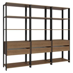 Estante Armário Multiuso para Livros 6 Gavetas 12 Prateleiras 210cm Rustic/preto Madesa - 11