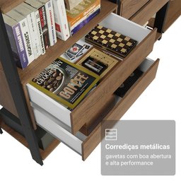 Estante Armário Multiuso para Livros 6 Gavetas 12 Prateleiras 210cm Rustic/preto Madesa - 9