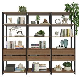 Estante Armário Multiuso para Livros 6 Gavetas 12 Prateleiras 210cm Rustic/preto Madesa - 6
