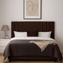 Ver imagem 1 de Cabeceira Cama Box Frame Moderna 195 Cm Linho King Clássica:marrom