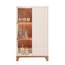 Ver imagem 2 de Cristaleira Átomo com 2 Portas Vidro e Ripada Nicho e Led Offwhite/freijo G11 - Gran Belo