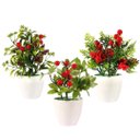 Ver imagem 6 de Conjunto 3 Vasos Decorativos Natalinos Folhagens, Pinhas e Berries 23cm Vaso Branco com Pick Natalin