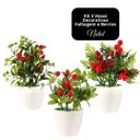 Ver imagem 7 de Conjunto 3 Vasos Decorativos Natalinos Folhagens, Pinhas e Berries 23cm Vaso Branco com Pick Natalin