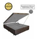 Ver imagem 1 de Base Box Baú Casal Luxo Blindado NK Camas Suede Marrom 49x138x188