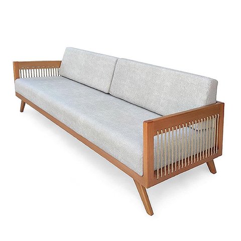 Sofá 4 Lugares Saibi Ozki 240 cm Poliéster Cinza Madeira Eucalipto Cedro Corda Náutica Plana