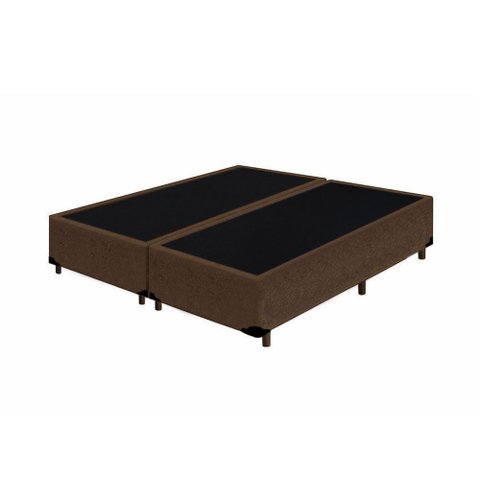 Cama Box Blindado Casal Bipartido King Design Suede Marrom 138x188x40