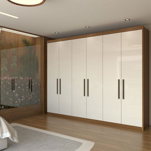 Guarda-roupa Casal Closetto 6 Portas 4 Gavetas 100% Mdf Amêndola Touch/off White - Panorama Móveis