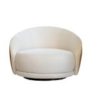 Ver imagem 3 de Kit Poltrona Ayla Giratória com Puff, Organico, Redondo, Almofadas, Linho Bege e Sintético