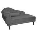 Ver imagem 2 de Recamier Decorativo Divã Larissa Lado Direito Suede Cinza Pés Madeira Mz Decor