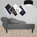 Ver imagem 3 de Recamier Decorativo Divã Larissa Lado Direito Suede Cinza Pés Madeira Mz Decor