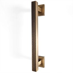 Puxador Duplo Porta Pivotante Correr Mônaco 300mm Café Escovado/ Ouro Velho - 2