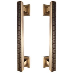 Puxador Duplo Porta Pivotante Correr Mônaco 300mm Café Escovado/ Ouro Velho - 1