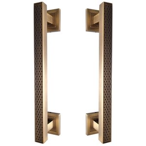 Puxador Duplo Porta Pivotante Correr Mônaco 300mm Café Escovado/ Ouro Velho