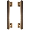 Puxador Duplo Porta Pivotante Correr Mônaco 300mm Café Escovado/ Ouro Velho - 1