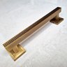 Puxador Duplo Porta Pivotante Correr Mônaco 300mm Café Escovado/ Ouro Velho - 4