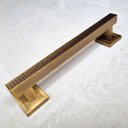 Ver imagem 4 de Puxador Duplo Porta Pivotante Correr Mônaco 300mm Café Escovado/ Ouro Velho