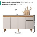 Ver imagem 3 de Balcao para Pia 4 Portas 1 Gaveta 156 cm Grecia Cedro Areia Rudk