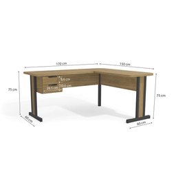 Mesa em L para Escritório 150cm 02 Gavetas C/ Chave 1170a Versátil Kappesberg - Itapuã - 2