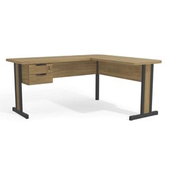 Mesa em L para Escritório 150cm 02 Gavetas C/ Chave 1170a Versátil Kappesberg - Itapuã - 3