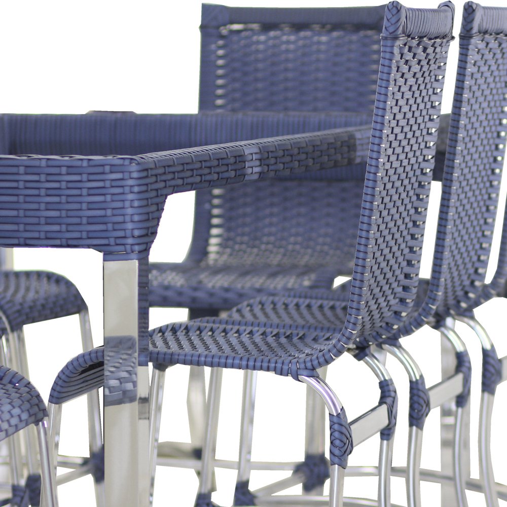 Conjunto de 8 Cadeiras e Mesa de Jantar Haiti em Alumínio para Cozinha, Edícula - Azul Turquia - 4