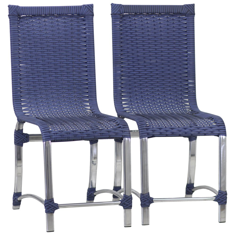 Conjunto de 8 Cadeiras e Mesa de Jantar Haiti em Alumínio para Cozinha, Edícula - Azul Turquia - 2