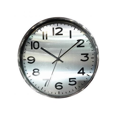 Relógio de Parede de Plastico Cromado 30cm x 4cm