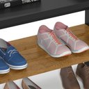 Ver mais imagens de Sapateira Banco para Hall de Entrada com Prateleira Ripada Londres Preto/freijó - Lh Móveis