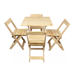 Mesa 70x70 Pinus com 4 Cadeiras Cor Natural - 1