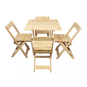 Mesa 70x70 Pinus com 4 Cadeiras Cor Natural