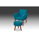 Ver imagem 1 de Kit Poltrona Nina + Puff Redondo Dany Decorativo Suede Azul Tiffany - Pandora Decor