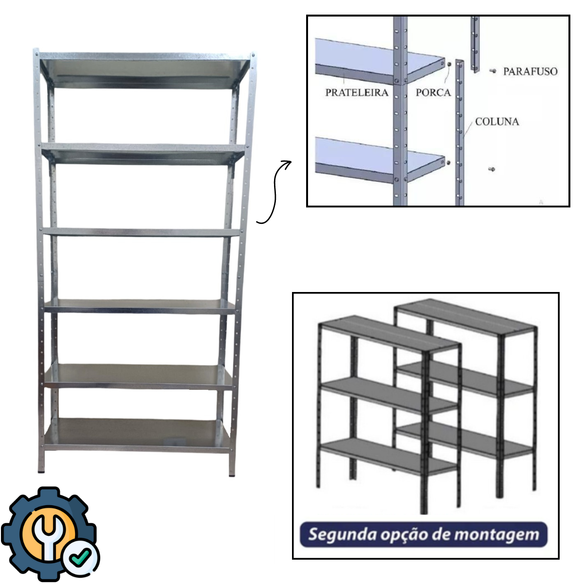 Prateleira Armário Estante Aço Galvanizado 6 Bandejas 90 Cm:galvanizado - 4