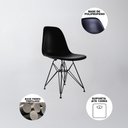 Ver imagem 4 de Mesa De Jantar Quadrada Vidro 90Cm Com 4 Cadeiras Pretas Base Ferro Preto Cor: Branco