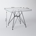 Ver imagem 3 de Mesa De Jantar Quadrada Vidro 90Cm Com 4 Cadeiras Pretas Base Ferro Preto Cor: Branco